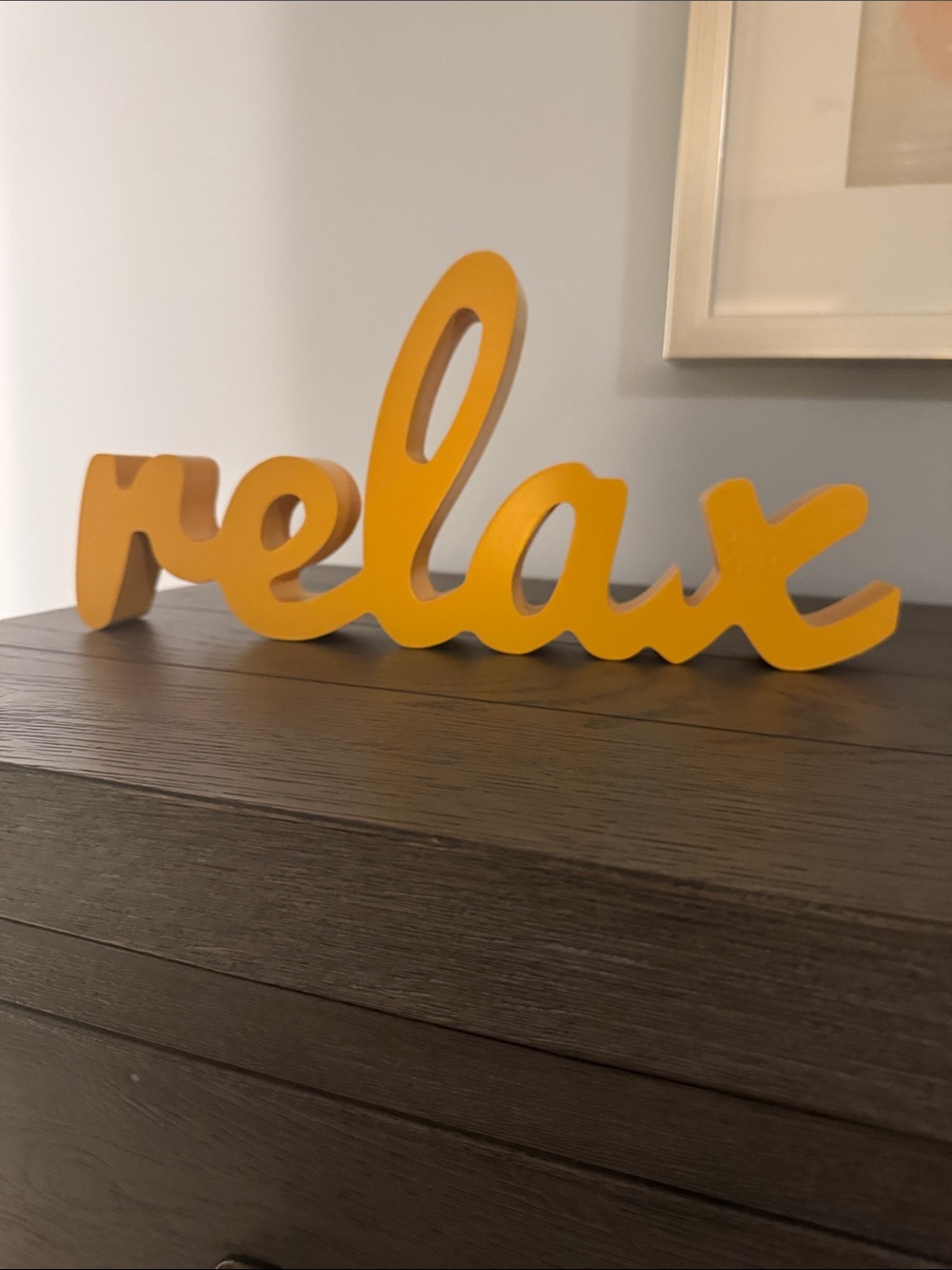 Yellow "relax" Script Tabletop Decor